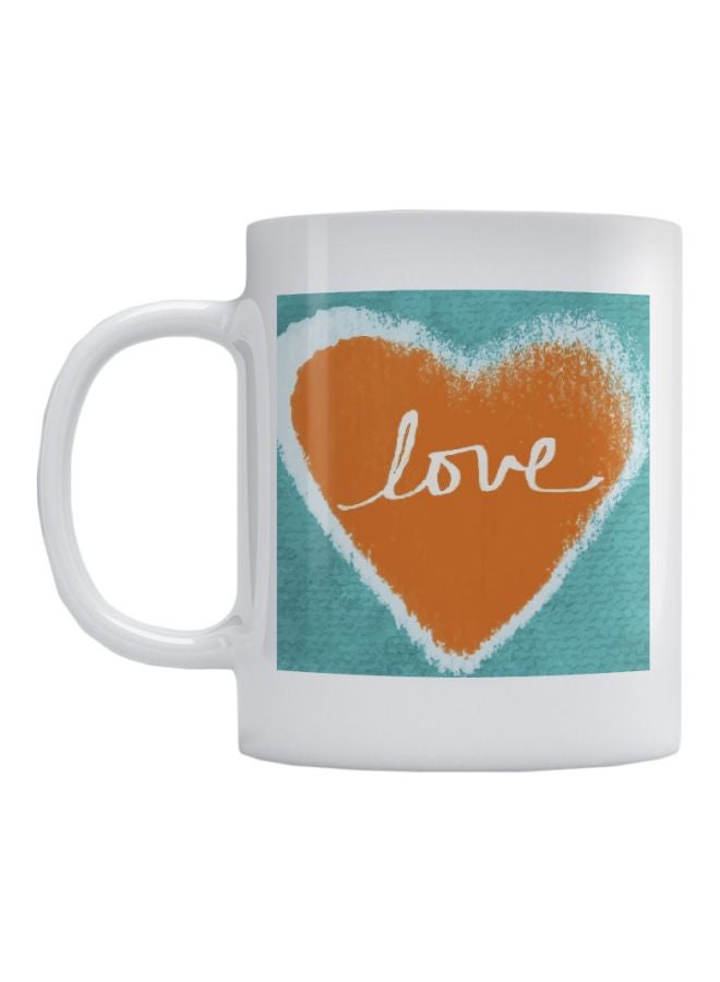 أتيك مج قهوة وشاي بطبعة كلمة "Love" أبيض/أخضر/برتقالي