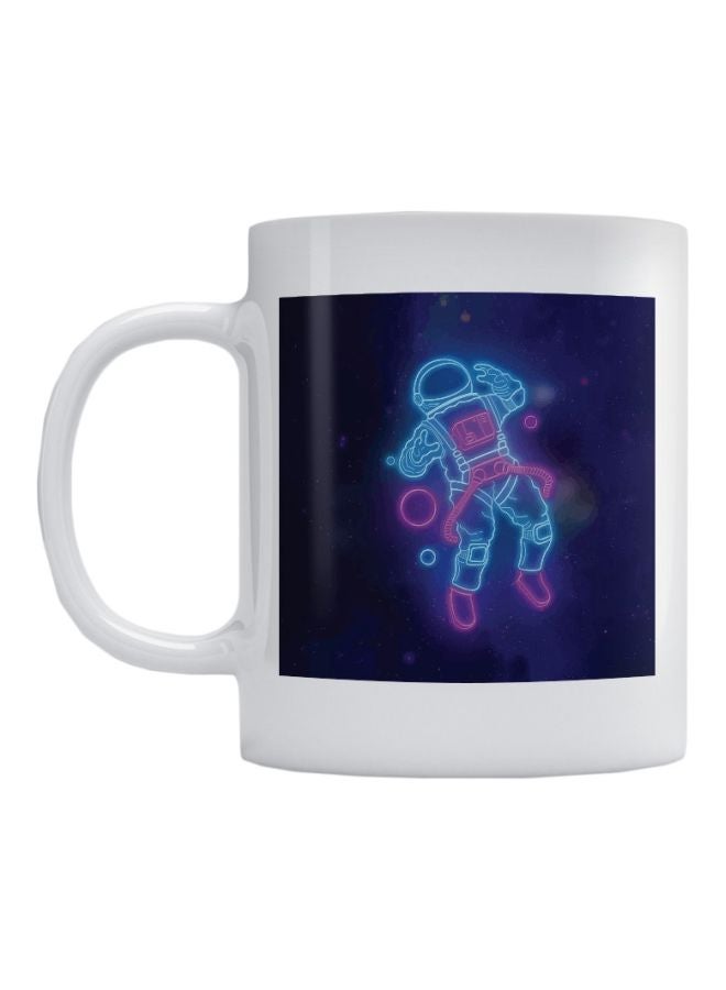 أتيك مج قهوة من نيون آرت بطبعة رائد فضاء أبيض/أزرق/وردي 350ملليلتر