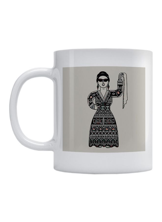 Atiq Um Kulthum Printed Coffee Mug White/Black/Grey