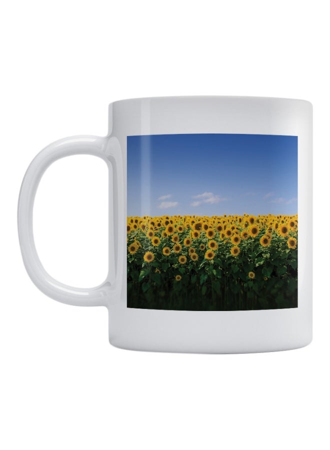Sunflower Printed Coffee And Tea Mug White/Blue/Yellow
