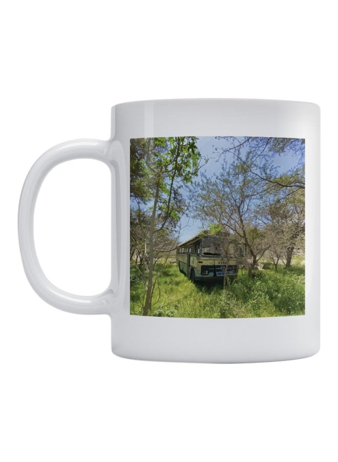 Atiq Bus Printed Coffee Mug White/Green/Blue 350ml