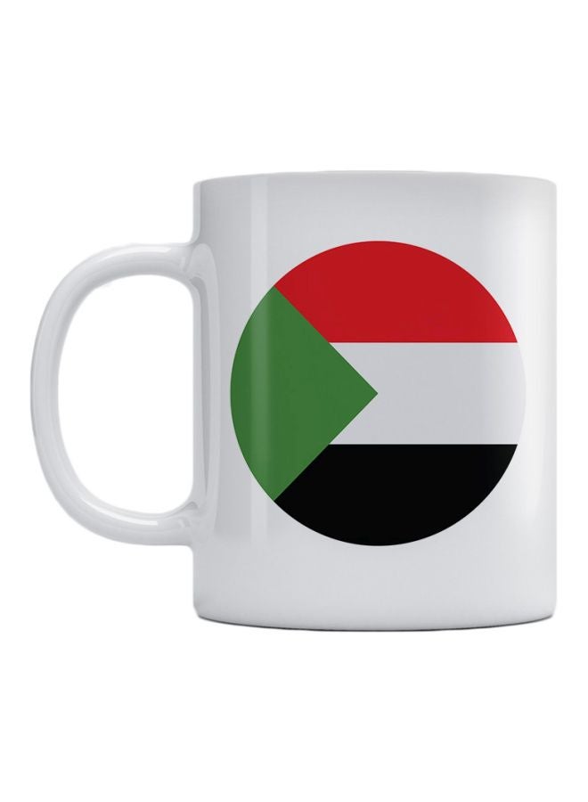 Sudan Flag Printed Ceramic Coffee Mug White/Red/Green 350ml