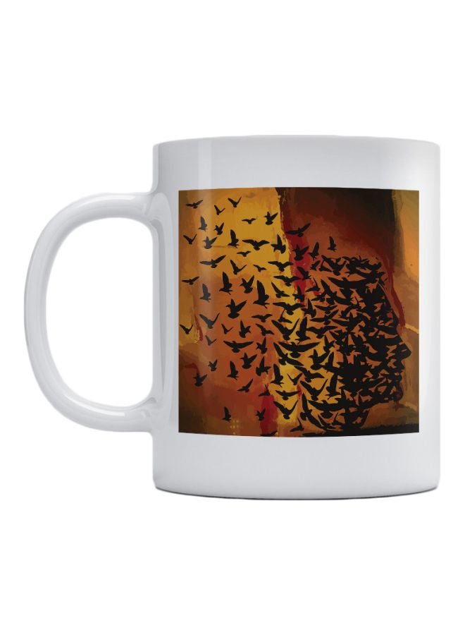 Atiq Birds Printed Ceramic Mug White/Black/Brown