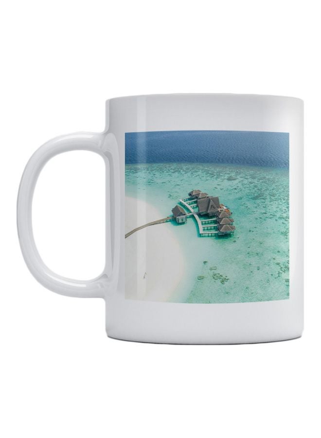 Atiq The Moldive Islands Printed Ceramic Mug White/Blue/Green 350ml