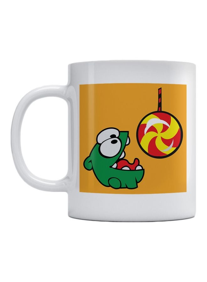 أتيك مج من السيراميك بطبعة لعبة "Cut The Rope" أبيض / برتقالي / أخضر