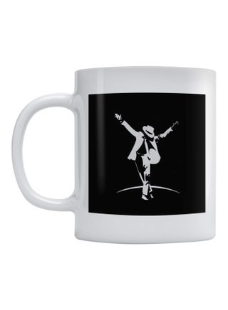 Michael Jackson Printed Ceramic Coffee Mug White/Black 350ml
