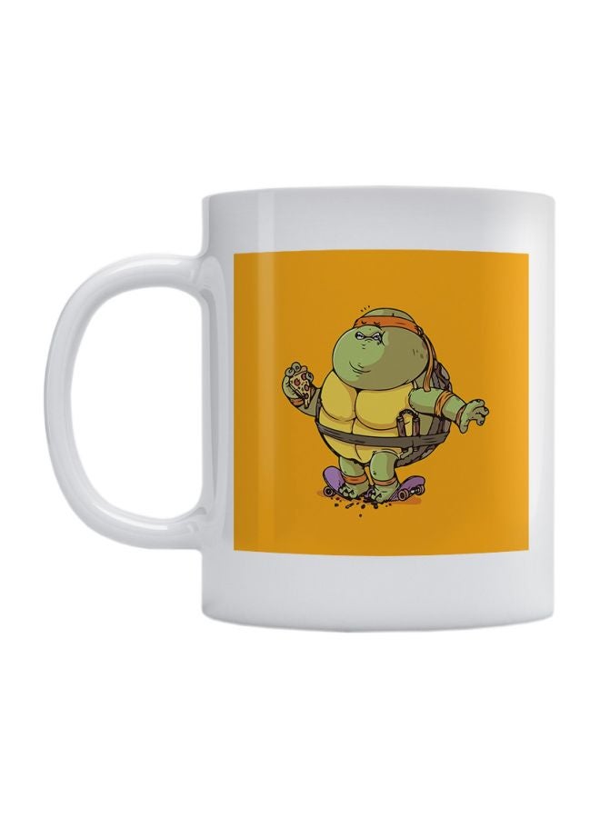 مج بطبعة سلاحف النينجا أبيض / برتقالي / أخضر 350ملليلتر