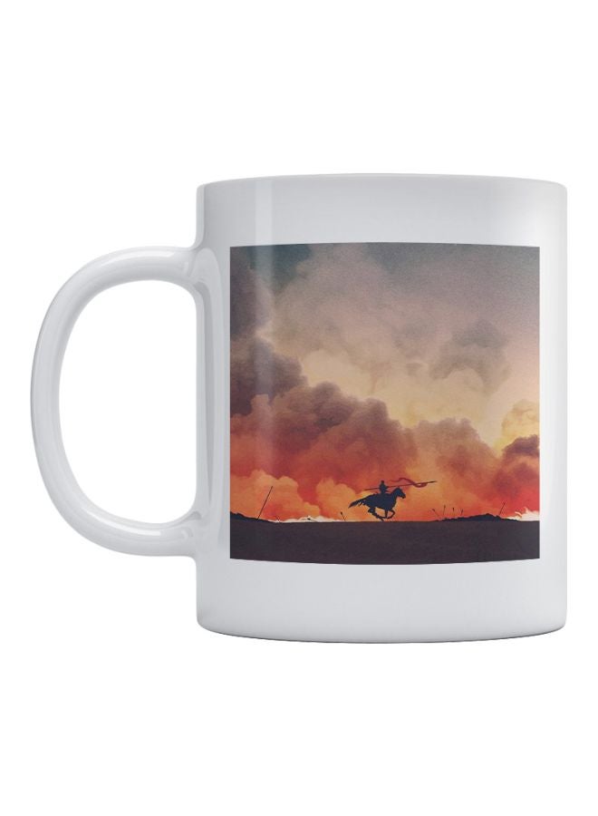 Atiq Ceramic Tea And Coffee Mug White/Brown/Orange 