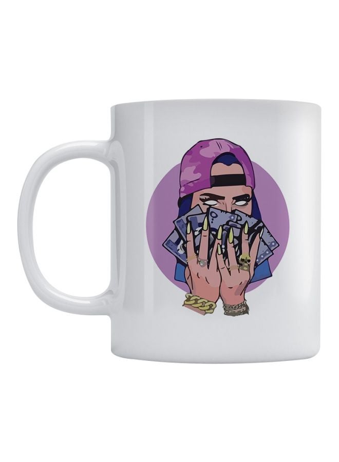 أتيك مج بطبعة Money . أبيض/ أرجواني/ ذهبي