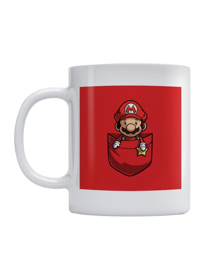 Super Mario Printed Coffee Mug White/Red/Yellow 350mm