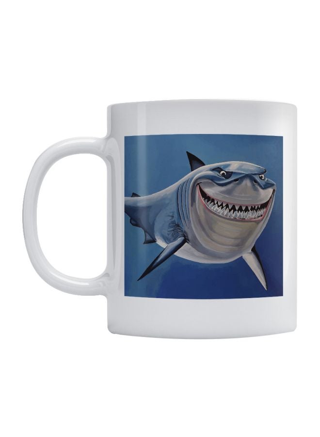Atiq The Shark Printed Mug White/Blue/Grey 