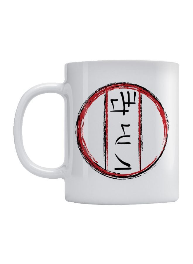 أتيك مج من السيراميك بطبعة إسم "سعد" باللغة اليابانية أبيض/أحمر 350ملليلتر