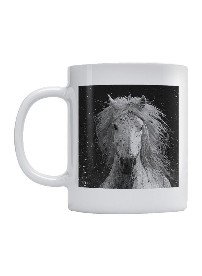 أتيك مج من السيراميك بطبعة حصان أبيض/أسود/رمادي 350ملليلتر