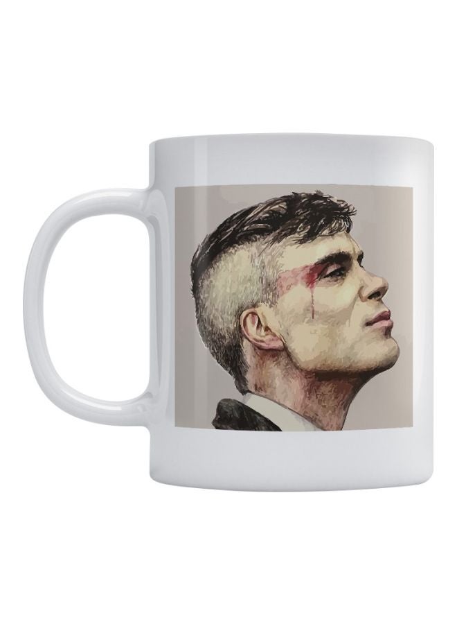 Atiq Thomas Shelby Printed Ceramic Mug White/Beige/Black 350ml 