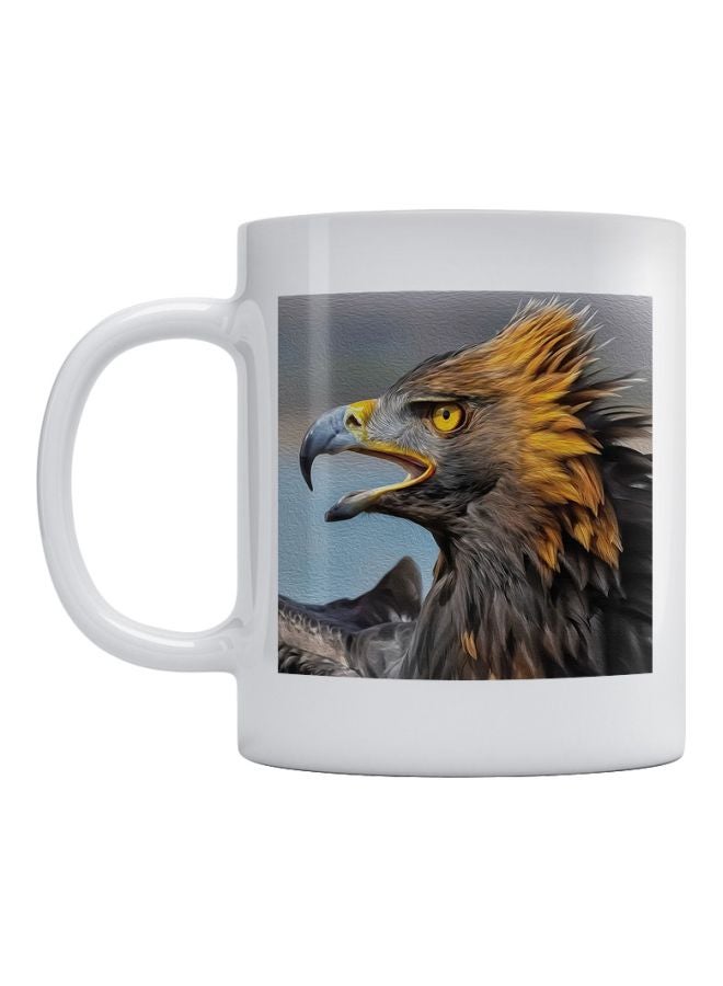 أتيك مج بطبعة نسر أبيض/رمادي/أصفر