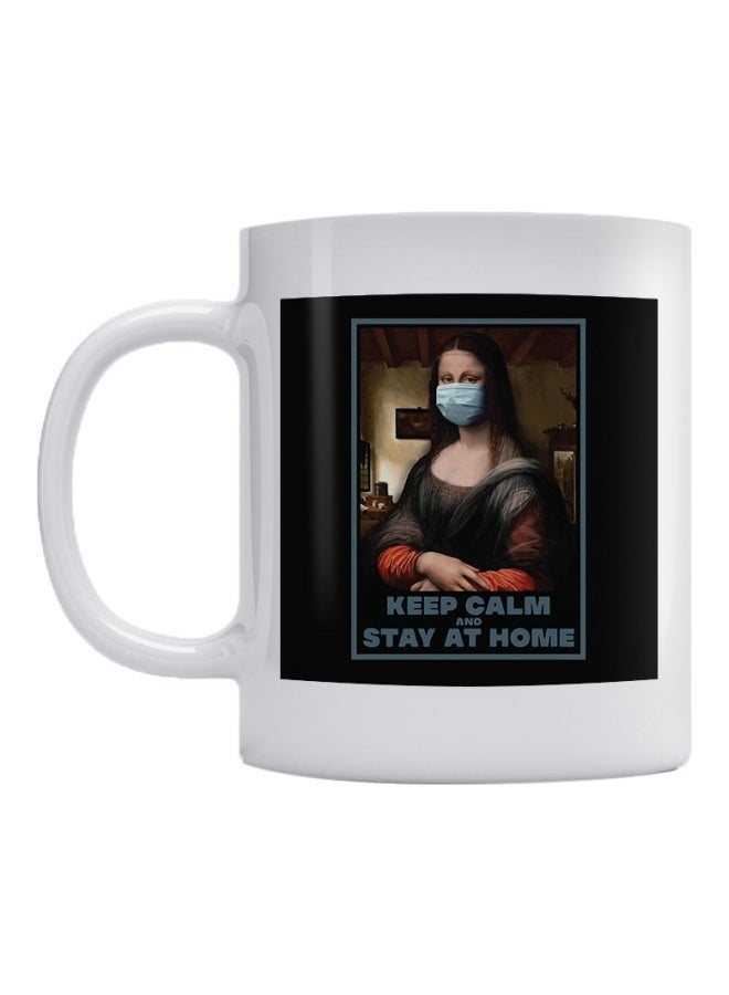 Atiq Keep Calm And Stay At Home Printed Coffee Mug White/Black/Blue 