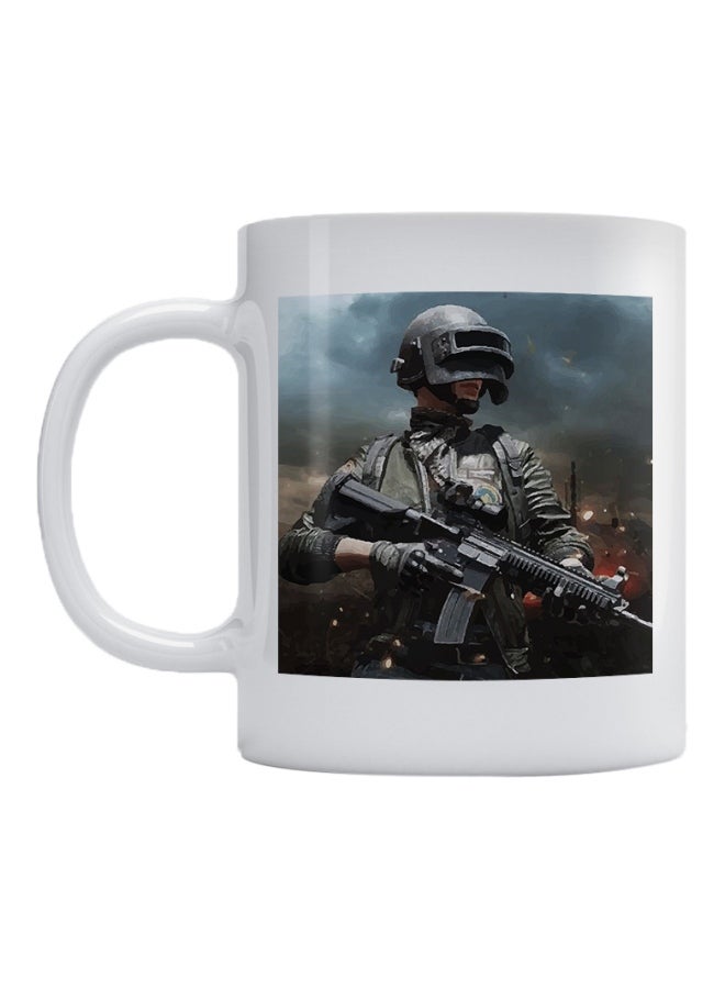Atiq PUBG Printed Mug White/Grey/Black 350ml 