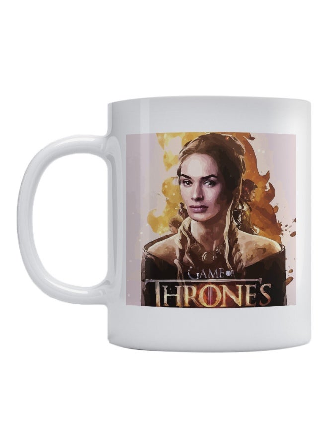 Game Of Thrones Printed Mug White/Brown/Yellow