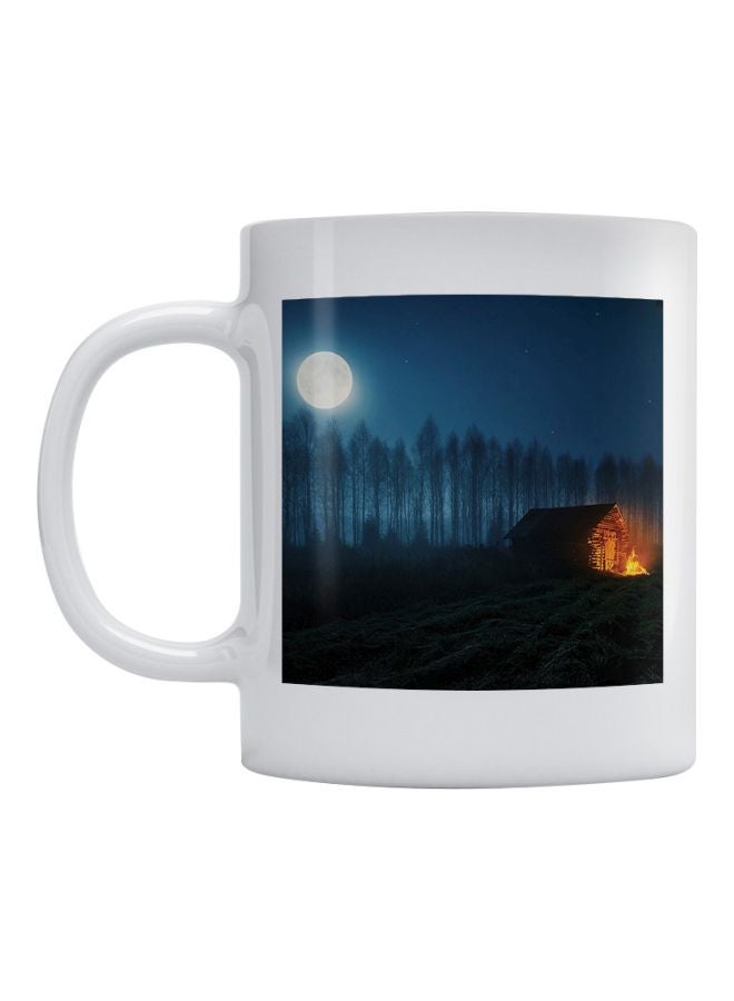 Atiq Hut Full Moon Printed Mug White/Blue/Green