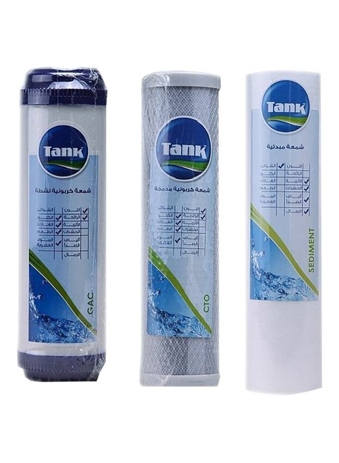 TANK 3-Piece Water Filter Cartridge White/Blue 30cm 