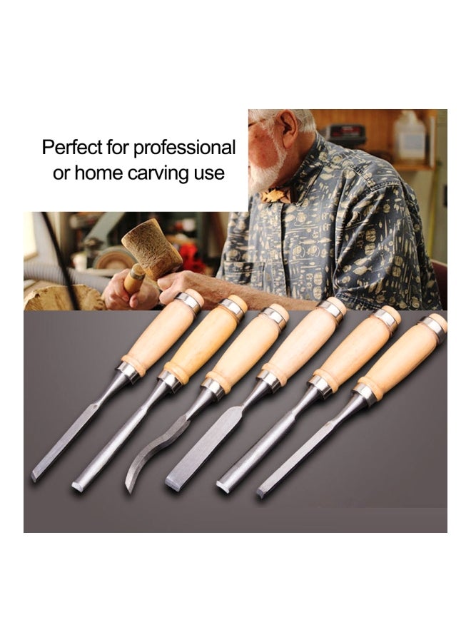 12-Piece Woodworking Carving Chisel Set Beige/Silver 30x4x20cm  - Image 4