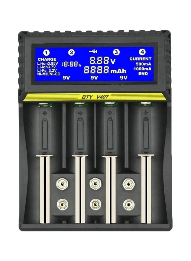 Multifunctional Battery Charger Black 12.70x3.30x9.70cm  - Image 1