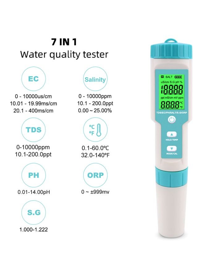7-In-1 Pocket Water Quality Tester White/Blue  - Image 2