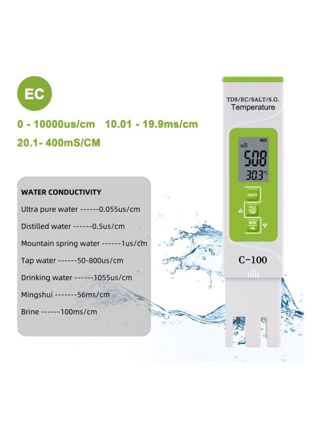 Generic 5-In-1 Digital Water Quality Monitor Tester Green/White  - Image 4