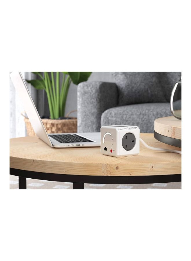 Allocacoc - Powercube 4-Way Wifi Range Extending Switch Outlet White/Grey 1.5meter - Image 1
