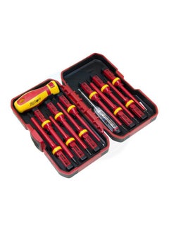 14-Piece Screwdriver Set Red/Yellow 4 Slotted Screwdrivers (1. x6.5x100), (1×5.5x100), (0.8x4x100), (0.5x3x100), 2  Pozidriv Screwdrivers (PZ2x100, PZ1x80), 2 Phillips Screwdrivers (PH2x10, PH1x80), 3 Torx Screwdrivers (T20x100, T15x100, T10x100)