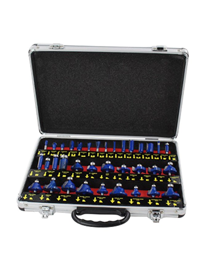 Generic - 35-Piece Mill Engraving Trim Handle Wood Router Bit Set With Storage Box Blue/Silver 32.5 x 24 x 5.5cm - Image 1