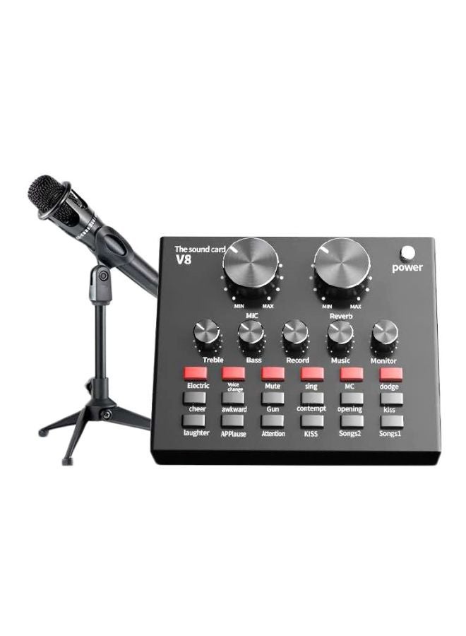 Generic Sound Card With Micphone Set V8 Black  - Image 1