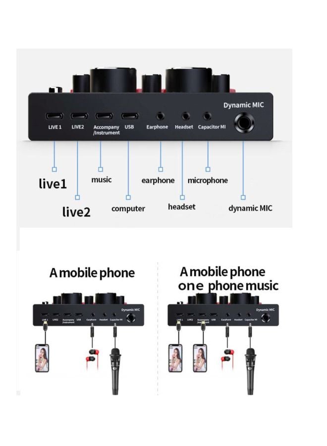 Generic Sound Card With Micphone Set V8 Black  - Image 2