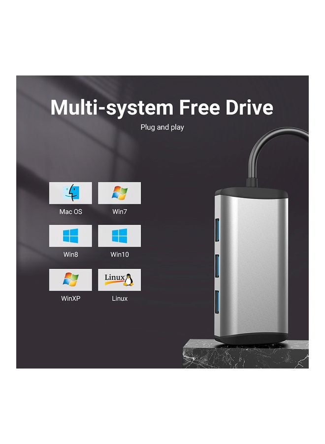 فينشن موزع USB متعدد الوظائف 4 في 1 رمادي/أسود  - Image 3