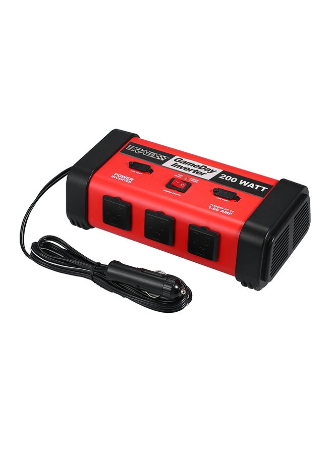 Generic Power Inverter With USB Port Red/Black 24.5cm  - Image 1