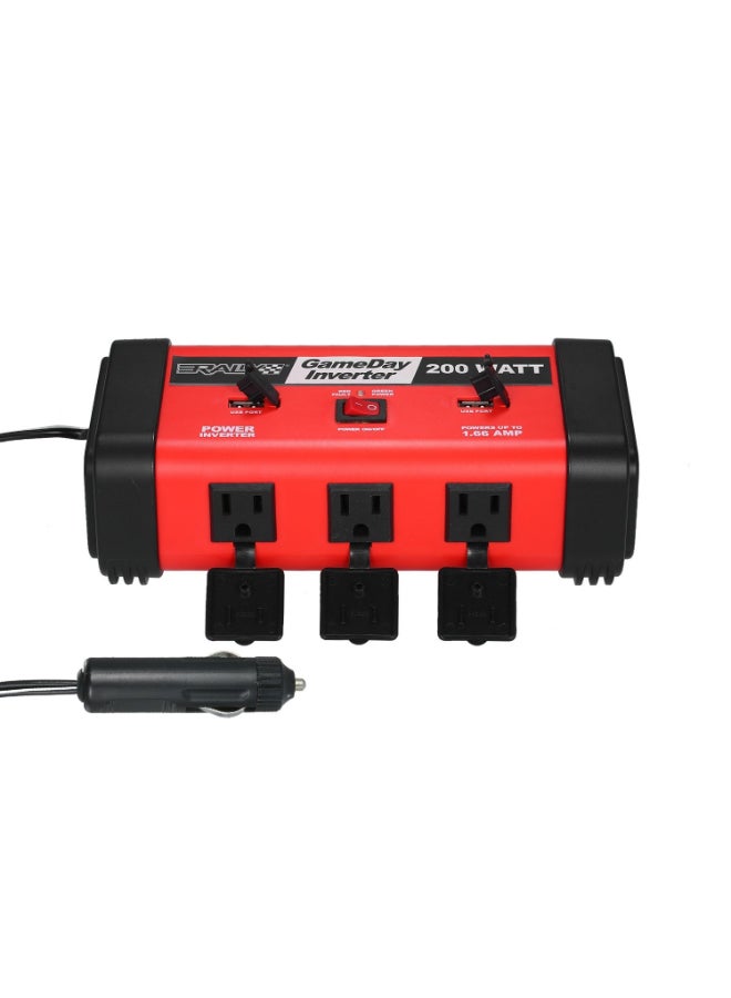 Generic Power Inverter With USB Port Red/Black 24.5cm  - Image 2