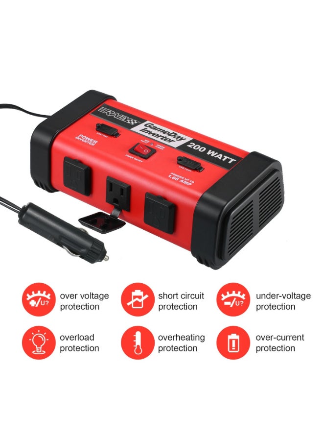 Generic Power Inverter With USB Port Red/Black 24.5cm  - Image 4