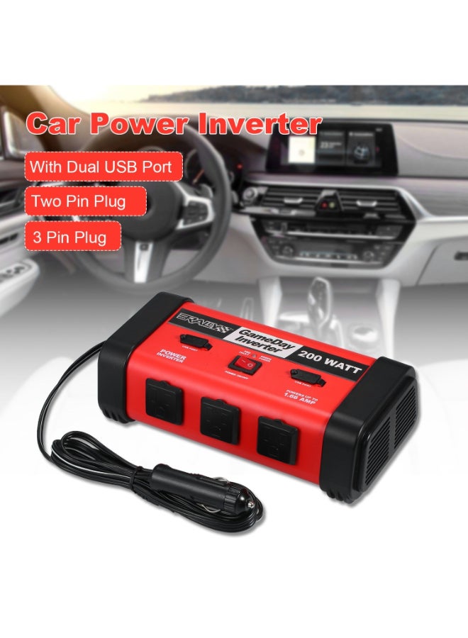 Generic Power Inverter With USB Port Red/Black 24.5cm  - Image 5
