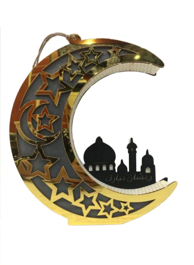 مصباح للطاولة بتصميم هلال رمضان ذهبي 20x10سم