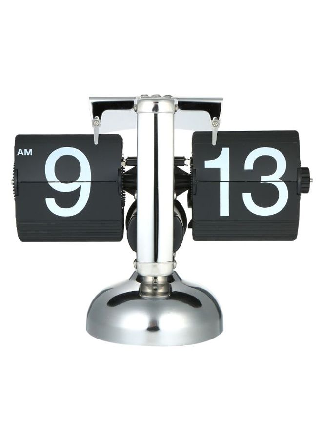 Small Scale Retro Flip Over Table Clock Black/Silver 27.5centimeter - Image 1