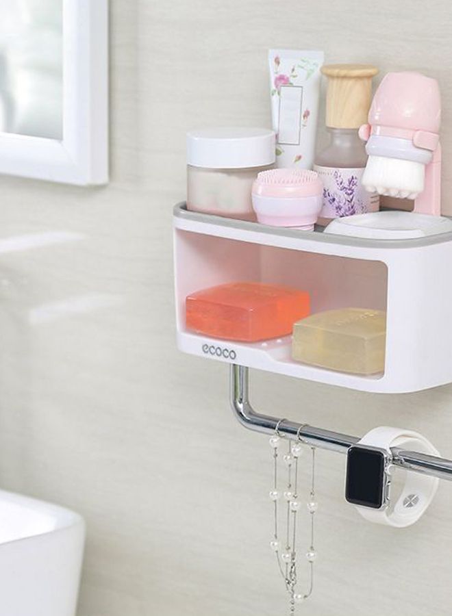 ecoco Wall Mounted Bathroom Storage Oraganizer White 20.5cm - Image 3