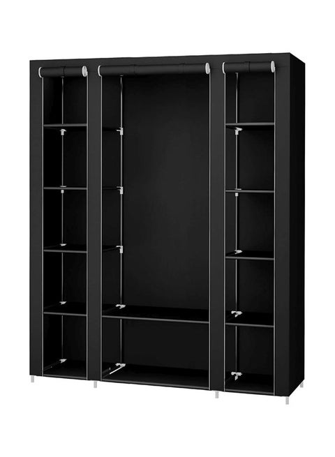 Portable Canvas Fabric Wardrobe Organizer Black 130x175x45cm