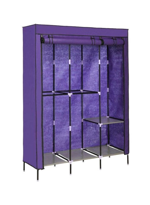 Portable Canvas Fabric Wardrobe Organizer Purple/Black 130x175x45cm