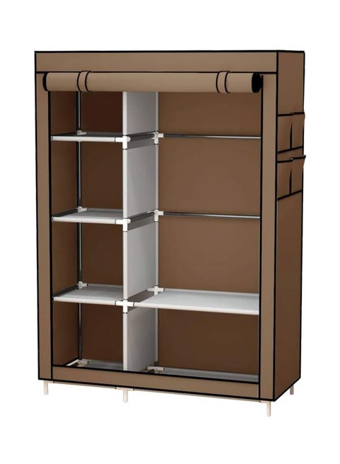 Portable Canvas Fabric Wardrobe Organizer Brown 105x170x45cm