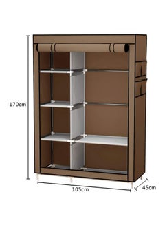 رومان جيفتس منظم خزانة ملابس قماشي محمول بني 105x170x45سنتيمتر بني 105x170x45سم  - Image 3