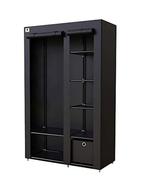 Portable Canvas Fabric Wardrobe Organizer Black 110x170x42.5centimeter