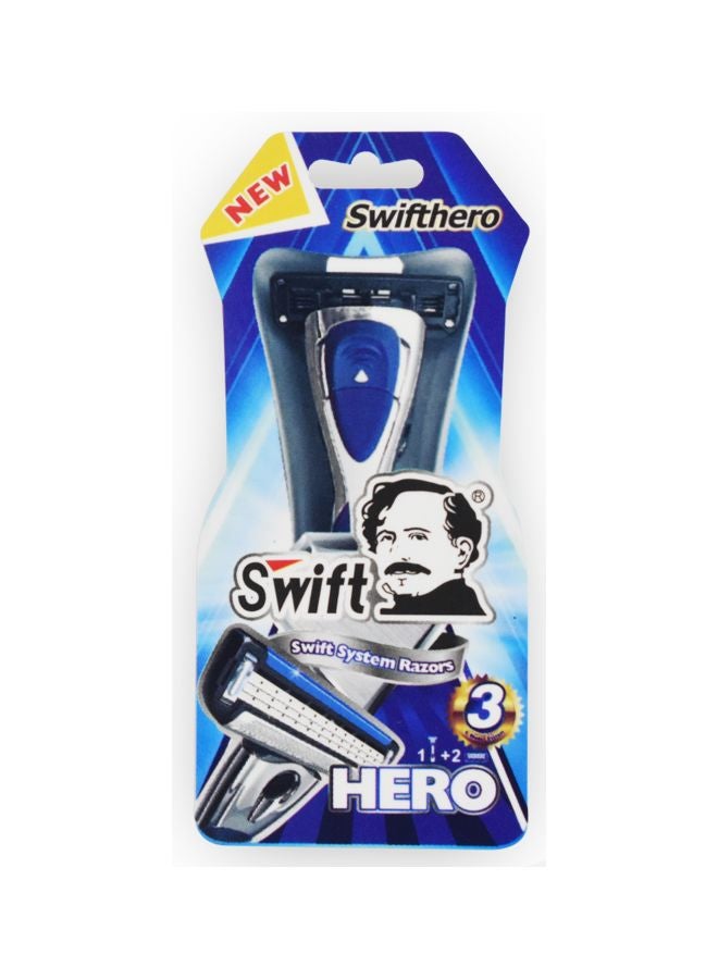 Swift 3 Blade Hero System Shaving Razor Blue/Silver  - Image 2