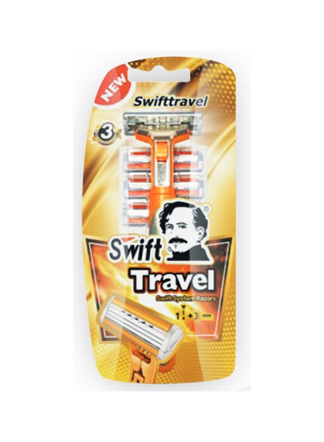 Swift 3 Blade Travel System Shaving Razor Orange/Silver/Grey  - Image 3
