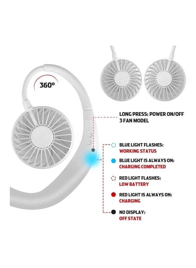 مروحة صغيرة للرقبة قابلة للشحن تعمل بمنفذ USB بقدرة 1.2 وات LSKG0114-1 أبيض - Image 3