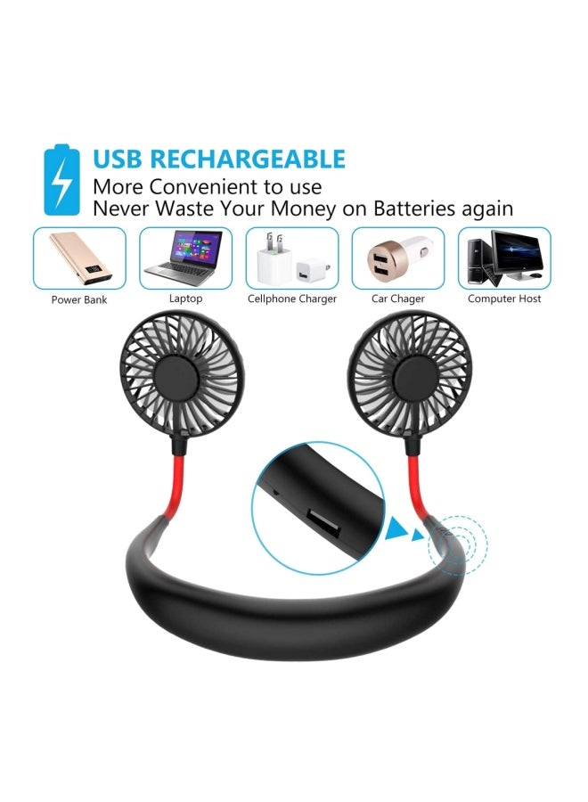 مروحة صغيرة للرقبة قابلة للشحن بمنفذ USB. LSKC0111-2 أسود/أحمر - Image 2